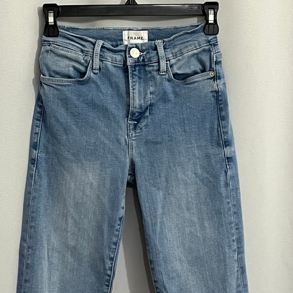 FRAME Le High Straight Jeans Womens 25 Light Blue Fading Premium Denim Capsule - Picture 8 of 13